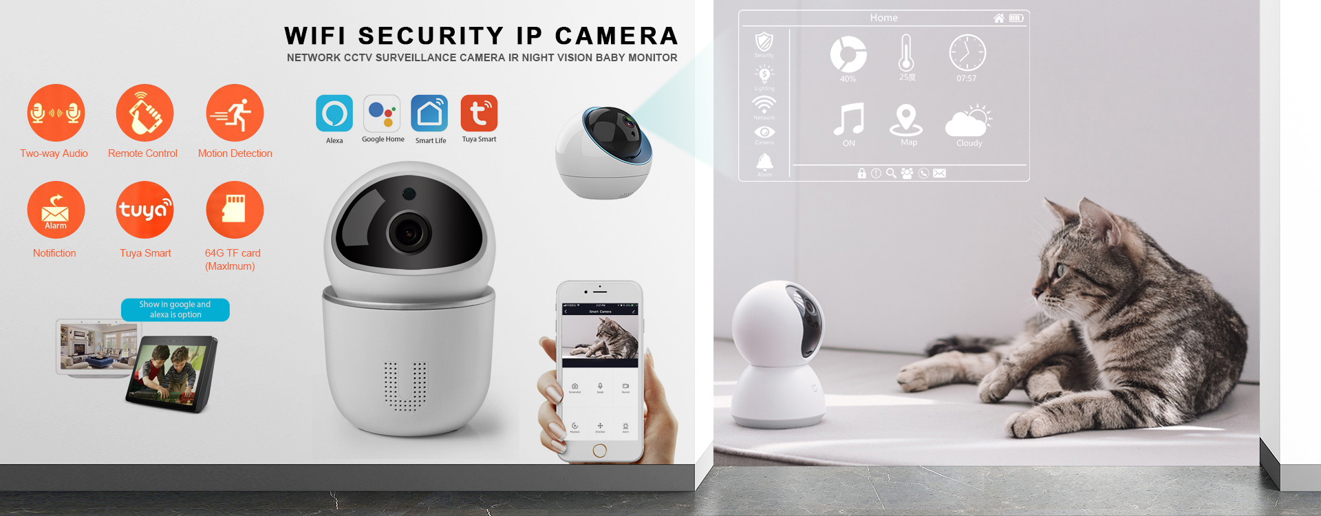 WIFI Wireless PTZ home security camera